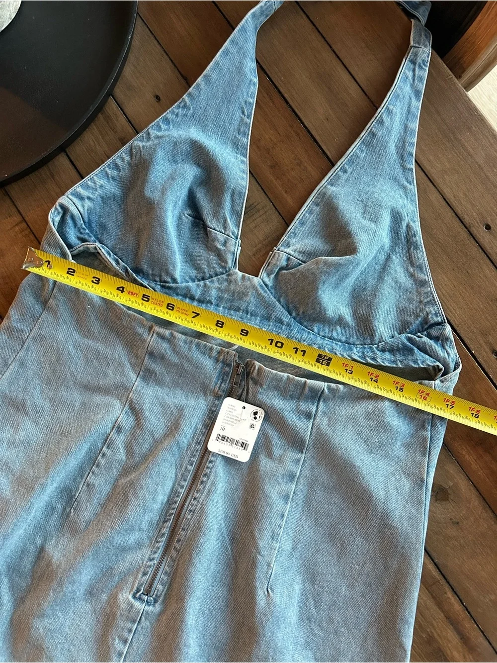 NWT Free People Trevi Denim Halter Cotton Mini Dress XL